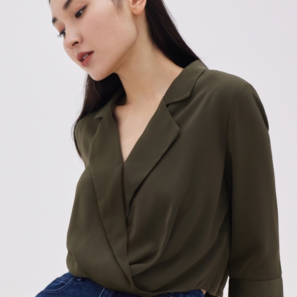 NEW Olive Love Bonito Beldie Draped Blouse